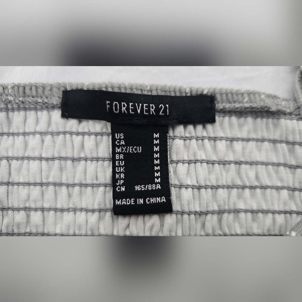 Forever 21 Women's Crop Shirt Tank Sleeveless Gray White Striped Cami Medium - Picture 6 of 10